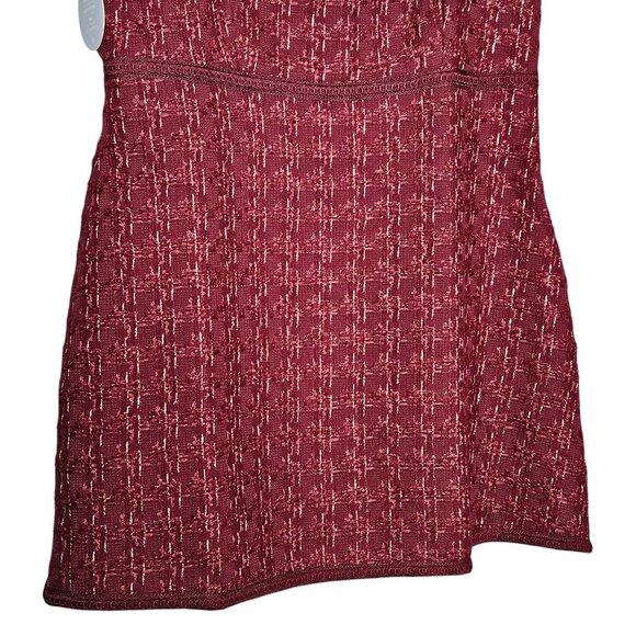 Hill House Bennett Mini Dress Burgundy Red Tweed Square Neck Size XL - Picture 6 of 12